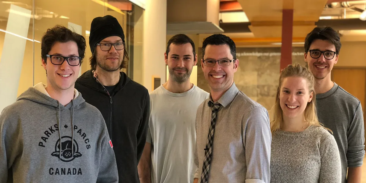 The research group at Queen's University's Civil Engineering Department. Sand between two plates of glass