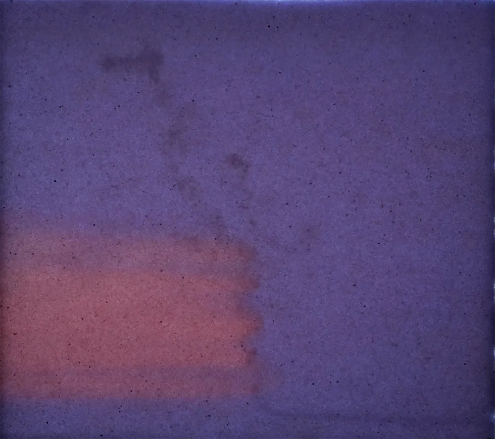 Laboratory image of a dyed sand column. Image: <em>Cole Van De Ven</em> dyes