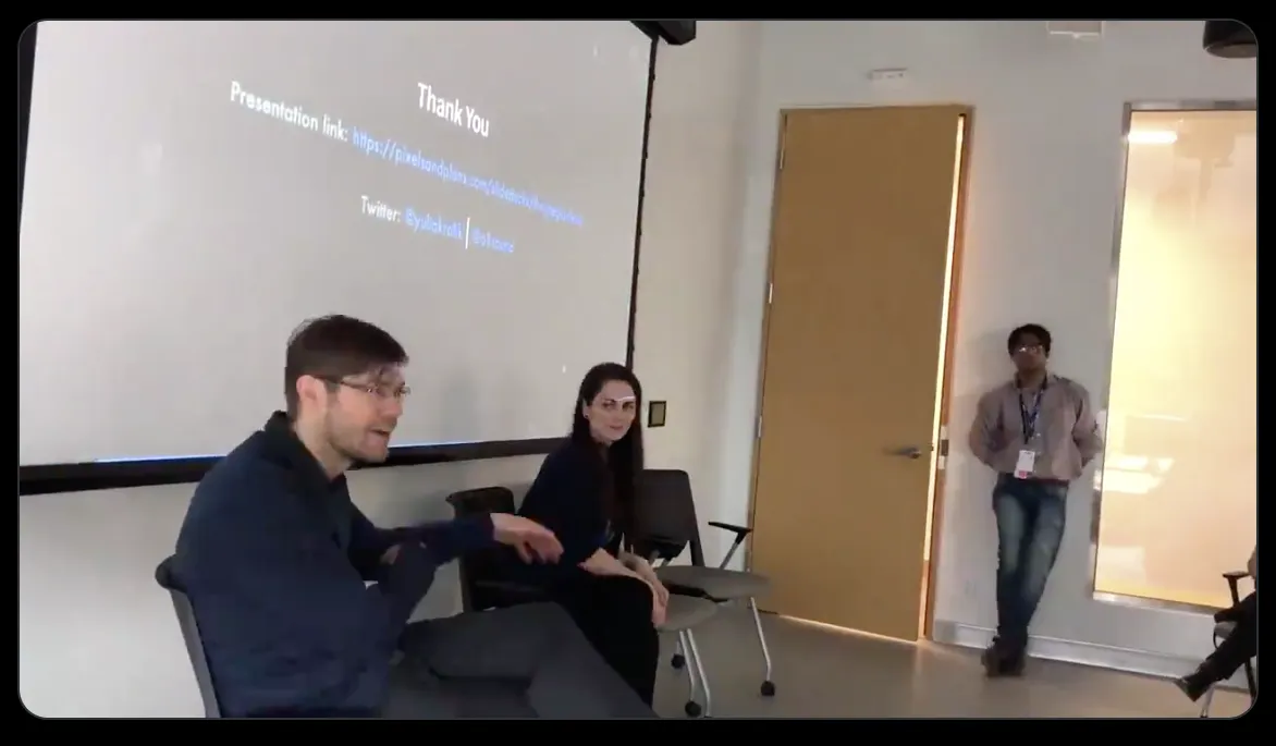 Video still from a stopframe video of our presentation at Digifest 2019