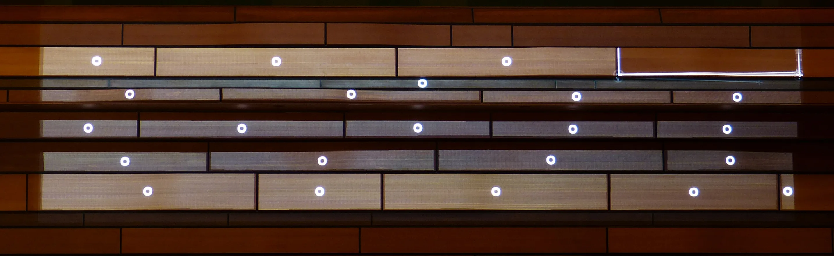 Mapping process wooden blocks behind the main stage (detail)
