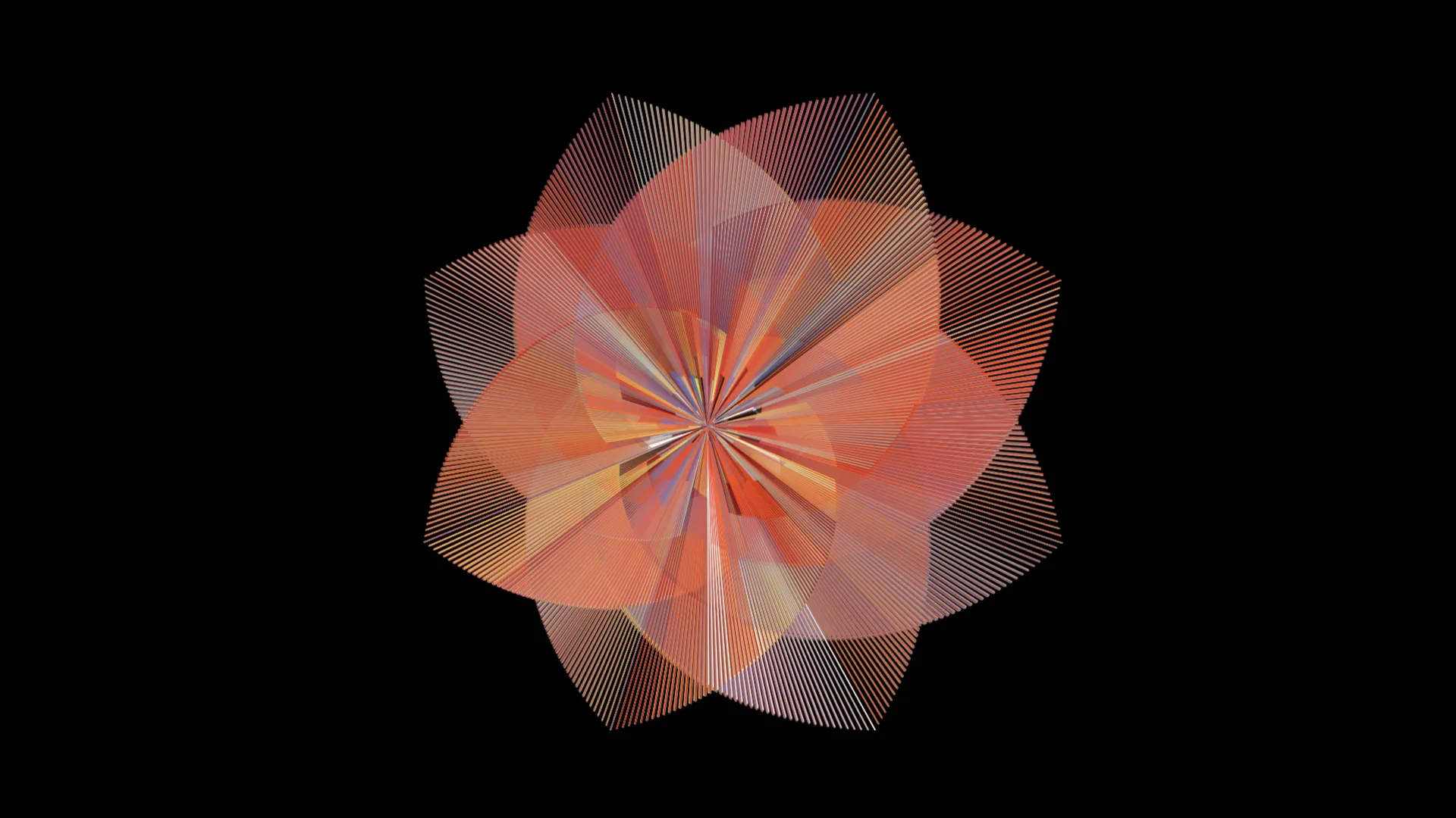 The Octoflower employs an algorithm that pulls particles from the edge of an octagon into it’s centre only to repeat again