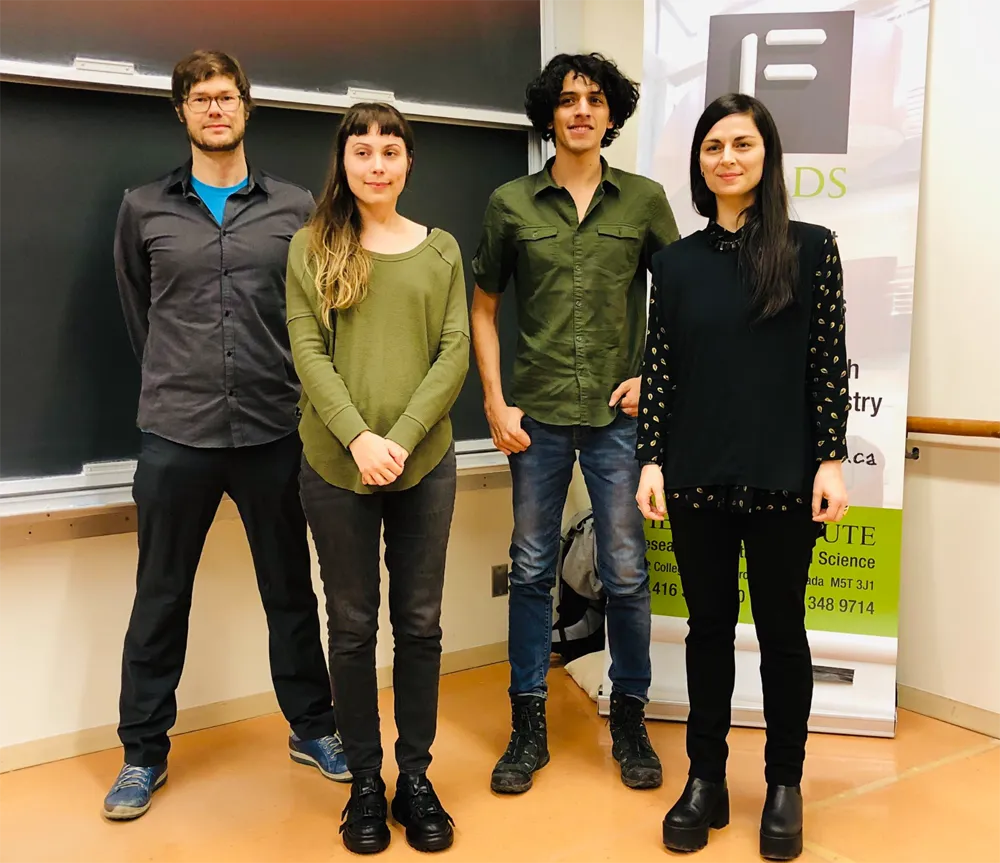 From left to right: Owen Fernley, Sarah Friend, Bernardo Palacios Muñiz and Julia Krolik. Moderated by Roberta Buiani. Organized by Julia Krolik. Paint to Programming