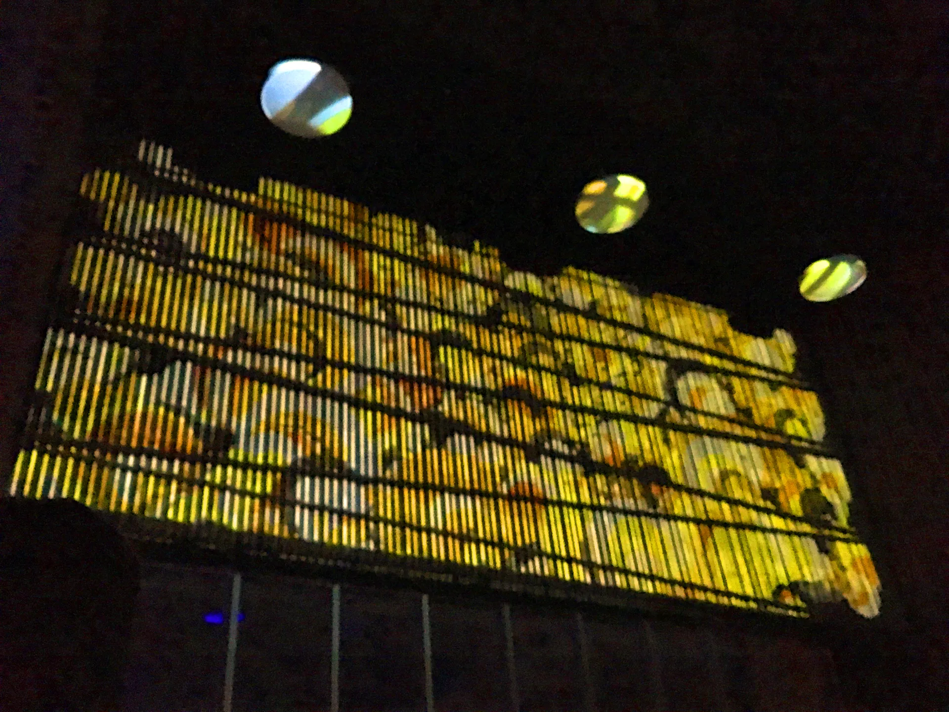 Photo from the night of the performance HTML5 Projection mapping