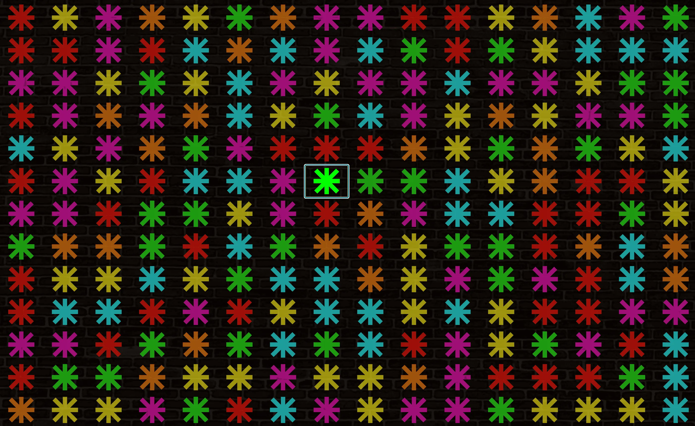 Each response is represented by a duct-taped star. A highlighted box shows the current selection. Each response is represented by a duct-taped star. A highlighted box shows the current selection.