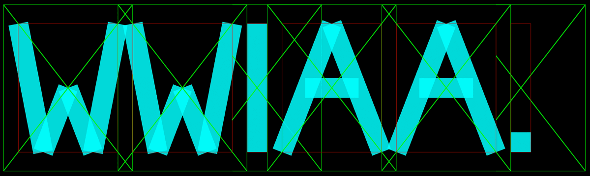 Test letters (kerned). Narrower characters are kerned to be positioned closer together, this distance is outlined in red.