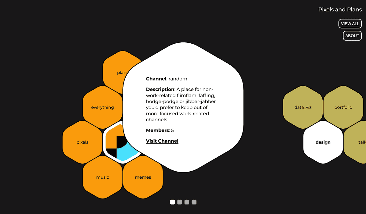 View of a random channel from the Pixels and Plans Slack Workspace