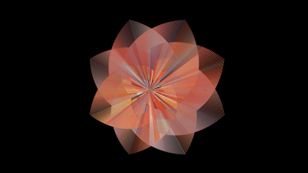 The Octoflower employs an algorithm that pulls particles from the edge of an octagon into it's centre only to repeat again